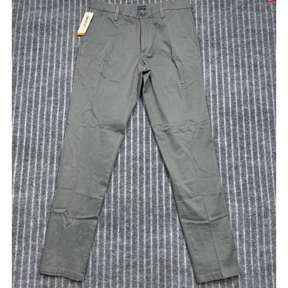 Dockers Mens Workday Khaki Smart 360 Flex Slim Fit Pants 32x34 Grey Chinos